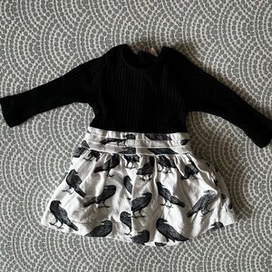 Kate Quinn Black and White Raven Print Dress